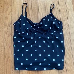 Lands End Black and White Polka Dot Swim Top